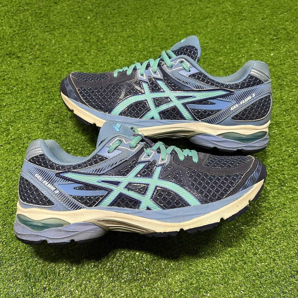 Asics Gel Flux 3 Womens‎ Sz 9 Running Shoes Baby Blue White Athletic Sneakers